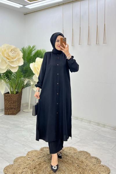 Siyah Seyhan Takım Tesettür Giyim Siyah