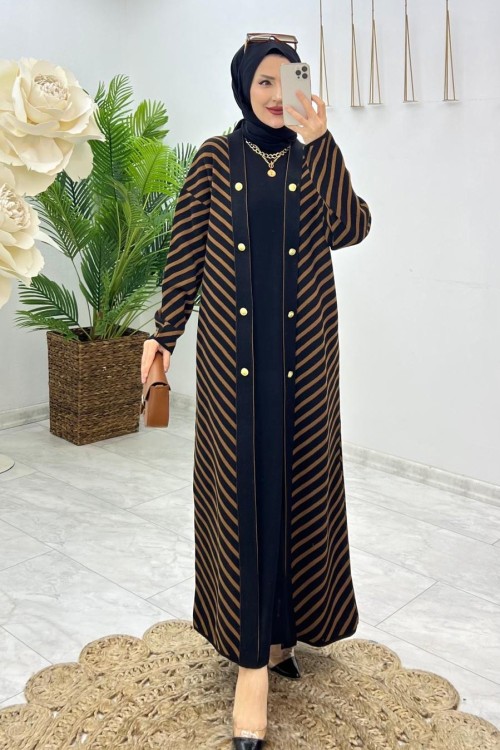 Siyah Sıla Triko Takım Tesettür Giyim  Siyah