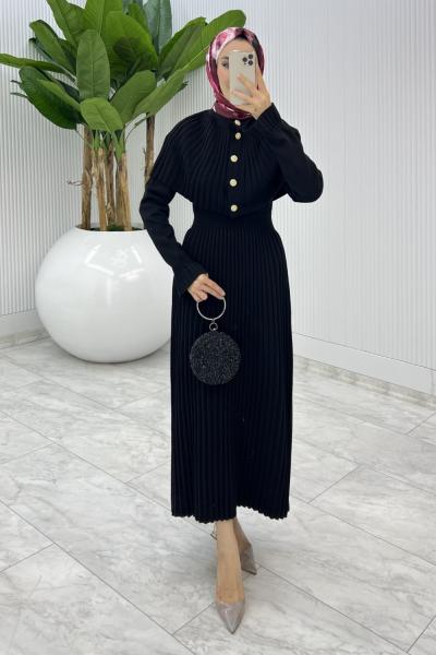 Siyah Sümeyye İkili Triko Takım Tesettür Giyim  Siyah