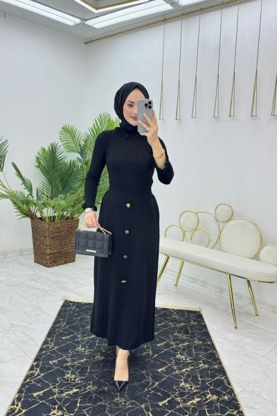 Siyah Triko Etek Tesettür Giyim Siyah