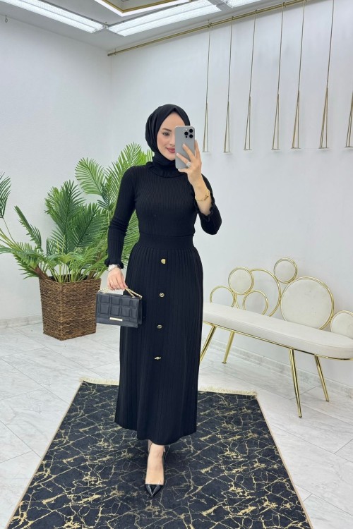 Siyah Triko Etek Tesettür Giyim Siyah