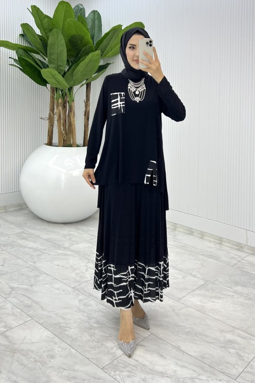 Siyah Umay Etek Takım Tesettür Giyim Siyah