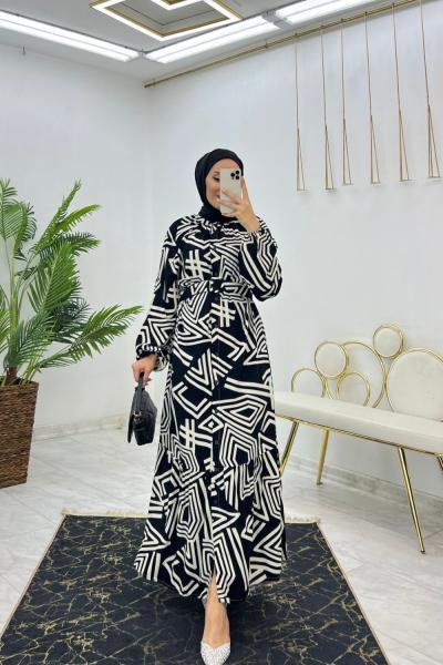 Siyah Vera Elbise Tesettür Giyim Siyah