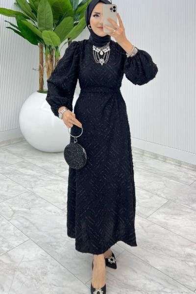 Siyah Vira Elbise Tesettür Giyim Siyah