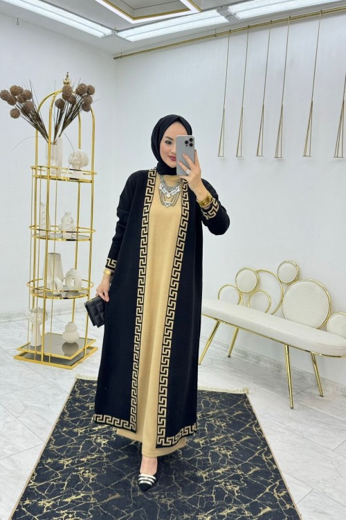 Siyah Wersac Triko Elbise Tesettür Giyim Siyah