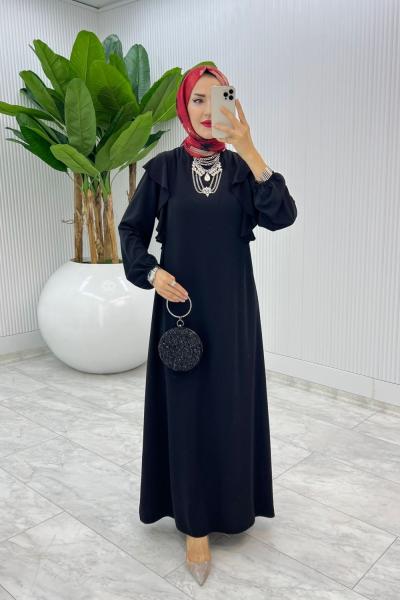 Siyah Zennure Elbise Tesettür Giyim  Siyah