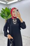 Siyah Zennure Elbise Tesettür Giyim  Siyah