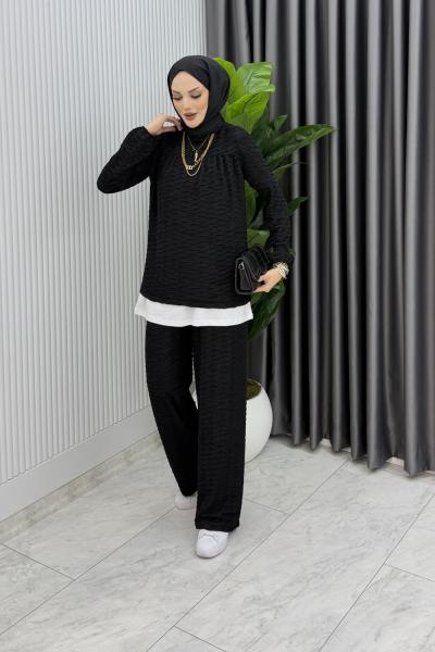 Siyah  Zeyzey Takım Tesettür Giyim  Siyah