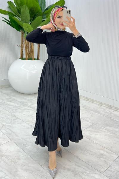 Siyah Züleyha etek Tesettür Giyim Siyah