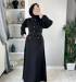 Sümeyye Elbise Tesettür Tasarım Elbise Yazlık Prada Krep Kumaş Siyah Büyük Beden
