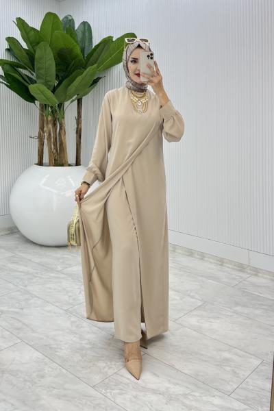 Taş Ahum Tasarım Takım Tesettür Giyim  Taş Rengi