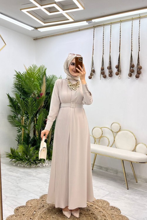 Taş Ayperi Elbise Tesettür Giyim Taş Rengi