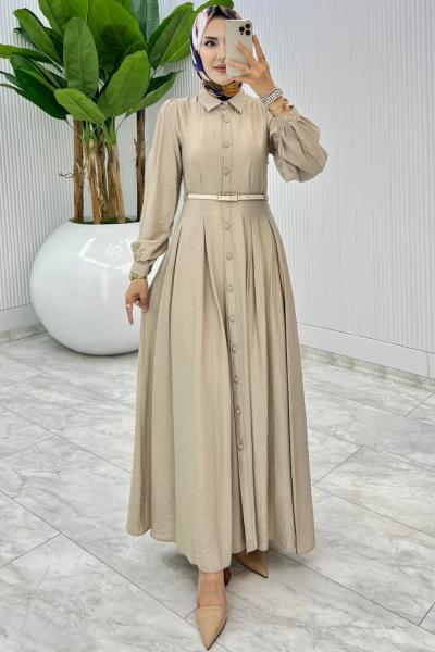 Taş Demet Elbise Tesettür Giyim  Taş Rengi