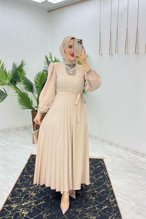 Taş Emel Elbise Tesettür Giyim Taş Rengi