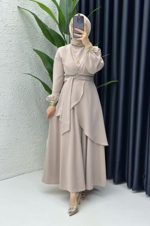 Taş Hanzade Takım Tesettür Giyim  Taş Rengi