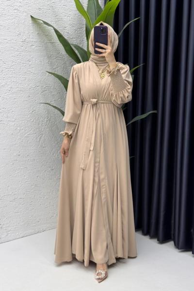 Taş  Mihra  Abaya Takım Tesettür Giyim  Taş Rengi