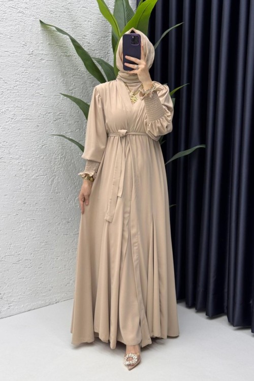 Taş  Mihra  Abaya Takım Tesettür Giyim  Taş Rengi