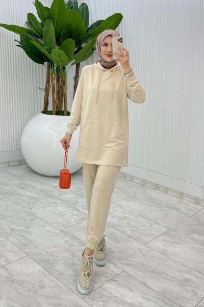 Taş Mine Takım Tesettür Giyim Taş Rengi