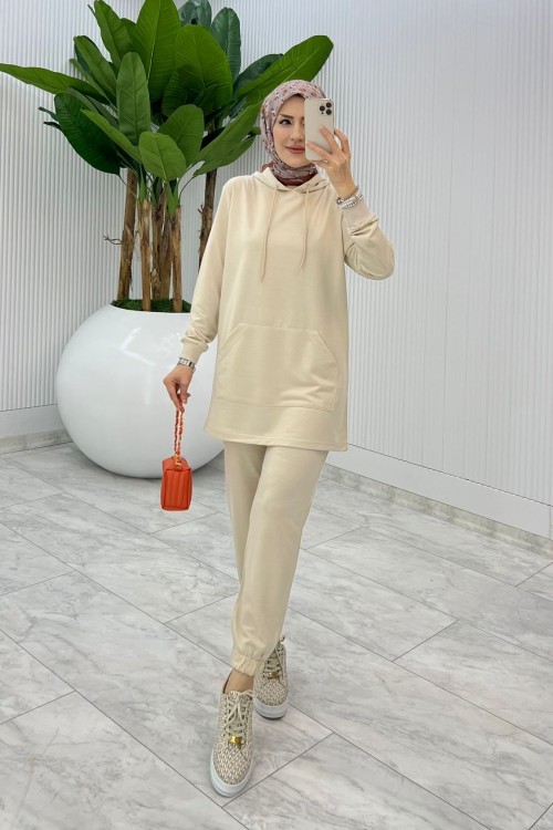 Taş Mine Takım Tesettür Giyim Taş Rengi