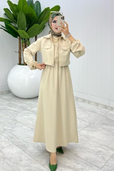 Taş Oylat Elbise Tesettür Giyim Taş Rengi