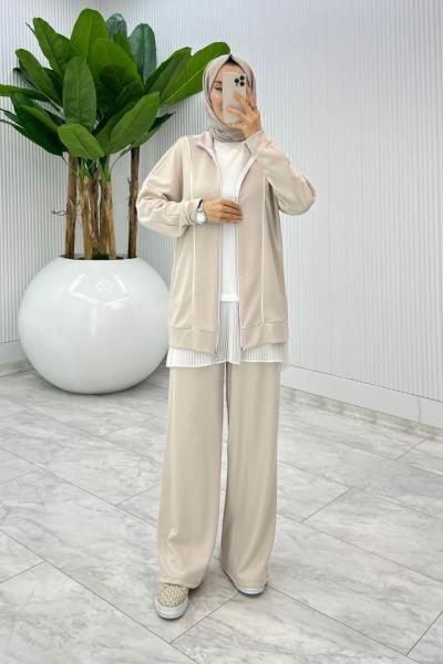 Taş Oysho Havva Takım Tesettür Giyim  Taş Rengi