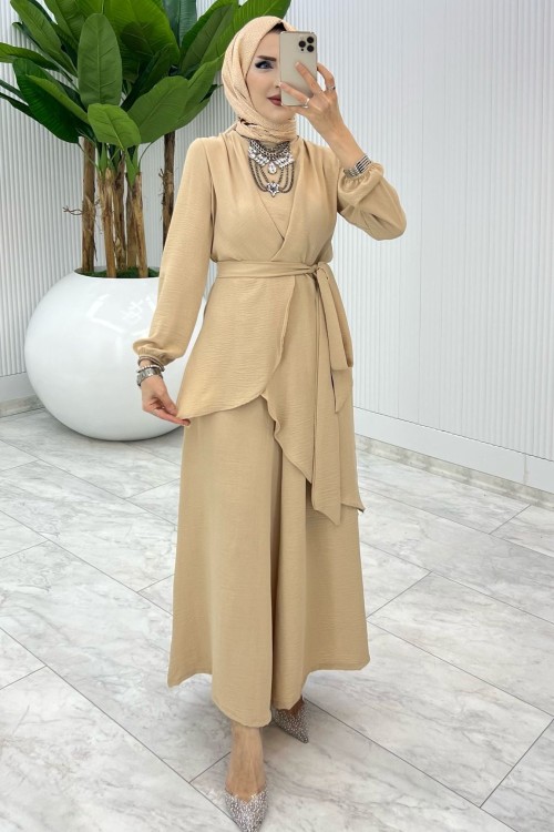 Taş Özge Takım Tesettür Giyim Taş Rengi