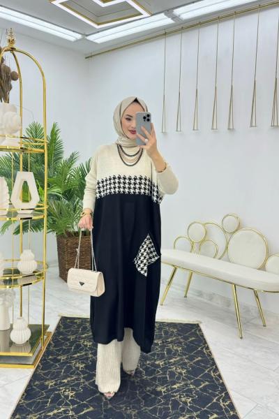 Taş Panço Tunik Tesettür Giyim Taş Rengi