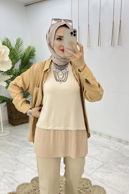 Taş Piliseli İçlik Tesettür Giyim  Taş Rengi