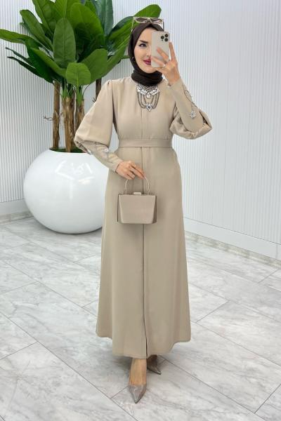 Taş Premıum Alessi Ferace Tesettür Giyim Taş Rengi