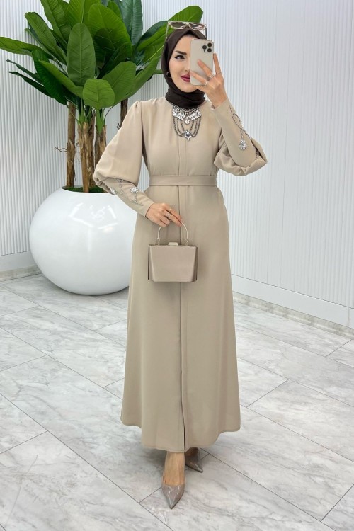 Taş Premıum Alessi Ferace Tesettür Giyim Taş Rengi