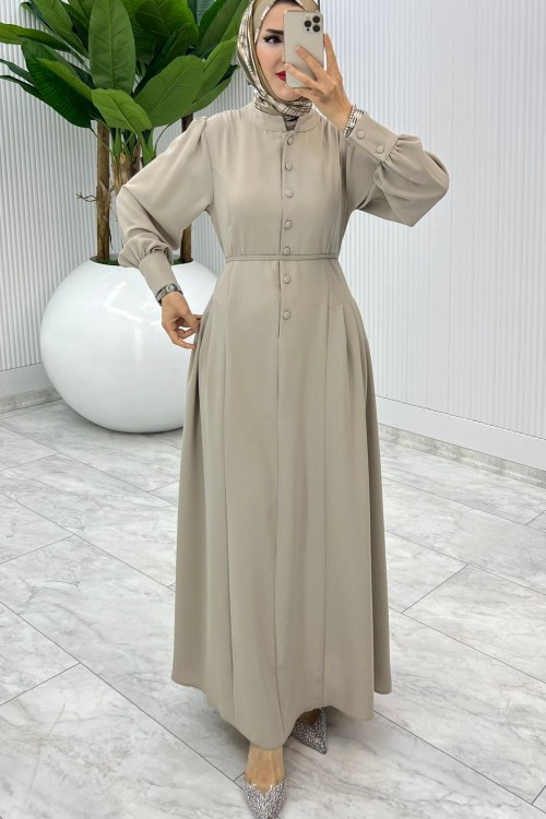 Taş Premıum İstanbul Elbise Tesettür Giyim Taş Rengi