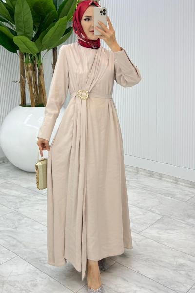 Taş Premium Destan Elbise Tesettür Giyim Taş Rengi