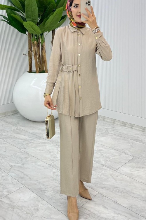 Taş Premium Vildan Takım Tesettür Giyim Taş Rengi