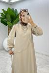 Taş Premium Paris Elbise Tesettür Giyim Taş Rengi