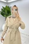 Taş Premium Astarlı Eylem Trench Tesettür Giyim  Taş Rengi