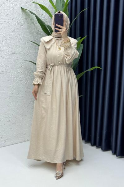 Taş Sanem Elbise Tesettür Giyim Taş Rengi