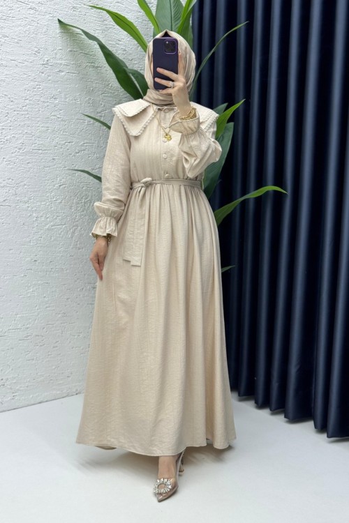 Taş Sanem Elbise Tesettür Giyim Taş Rengi