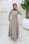 Taş Şazeli Premium Etek Takım Tesettür Giyim  Taş Rengi