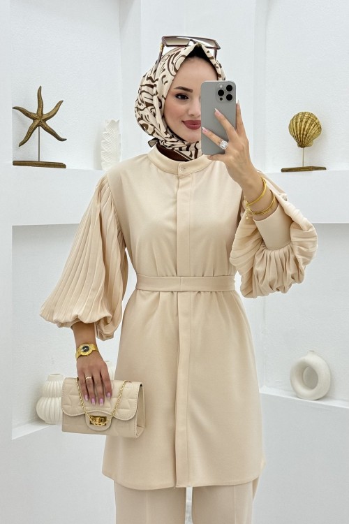 Taş Seçil Takım Tesettür Giyim Taş Rengi