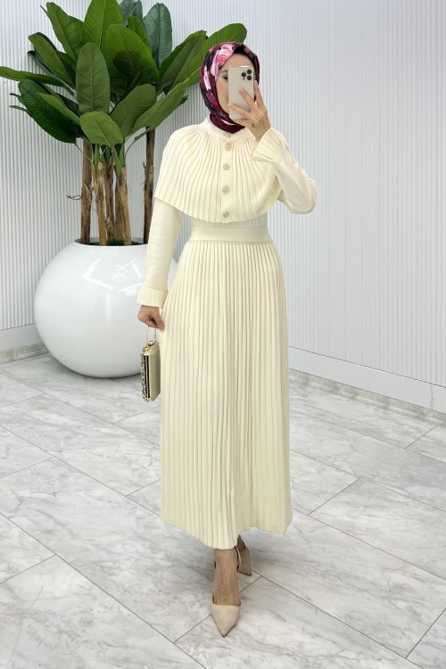 Taş Sümeyye İkili Triko Takım Tesettür Giyim  Taş Rengi