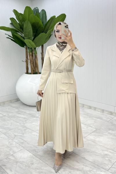 Taş Tasarım Tuana Elbise Tesettür Giyim Taş Rengi