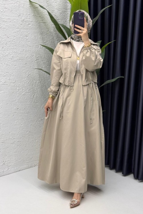 Taş Tuana Takım Tesettür Giyim Taş Rengi