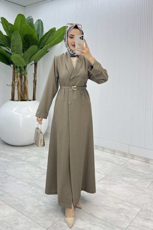 Toprak  Premium Sahra Ferace Elbise Tesettür Giyim  Toprak