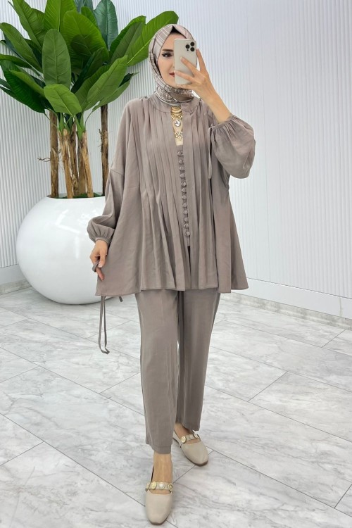 Toprak Premium Nervür Takım Tesettür Giyim Toprak