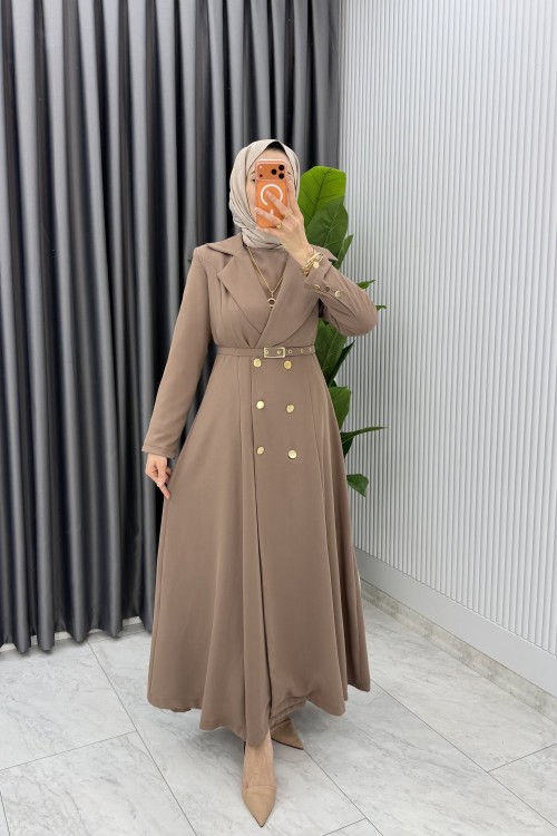 Toprak Premium Naz Jile Ferace Takım Tesettür Giyim  Toprak