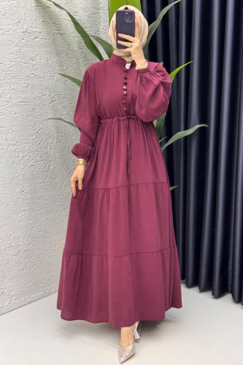 Vişne Handan Elbise Tesettür Giyim  Vişne