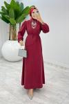 Vişne Premium Paris Elbise Tesettür Giyim Vişne