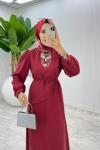 Vişne Premium Paris Elbise Tesettür Giyim Vişne