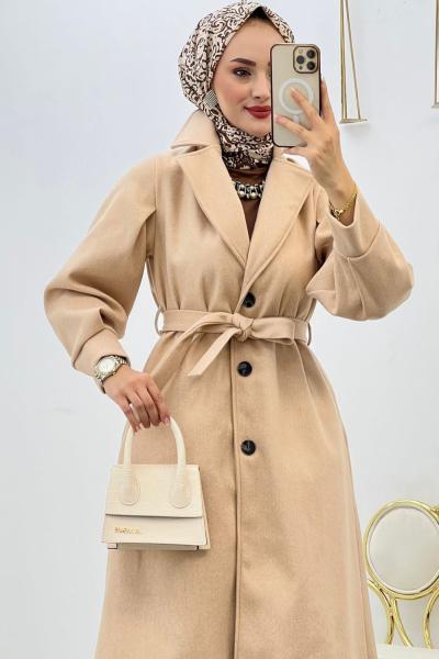 Vizon Astarlı Kaşe Tesettür Giyim  Vizon