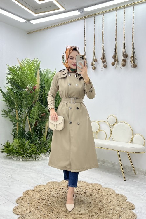 Vizon Dubai Trench Tesettür Giyim Vizon